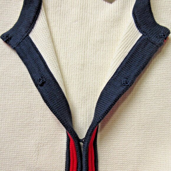 NWT J.Crew Emilie Sweater Lady Jacket in Ivory Red Navy Contrast Trim Cardigan L - Picture 6 of 7